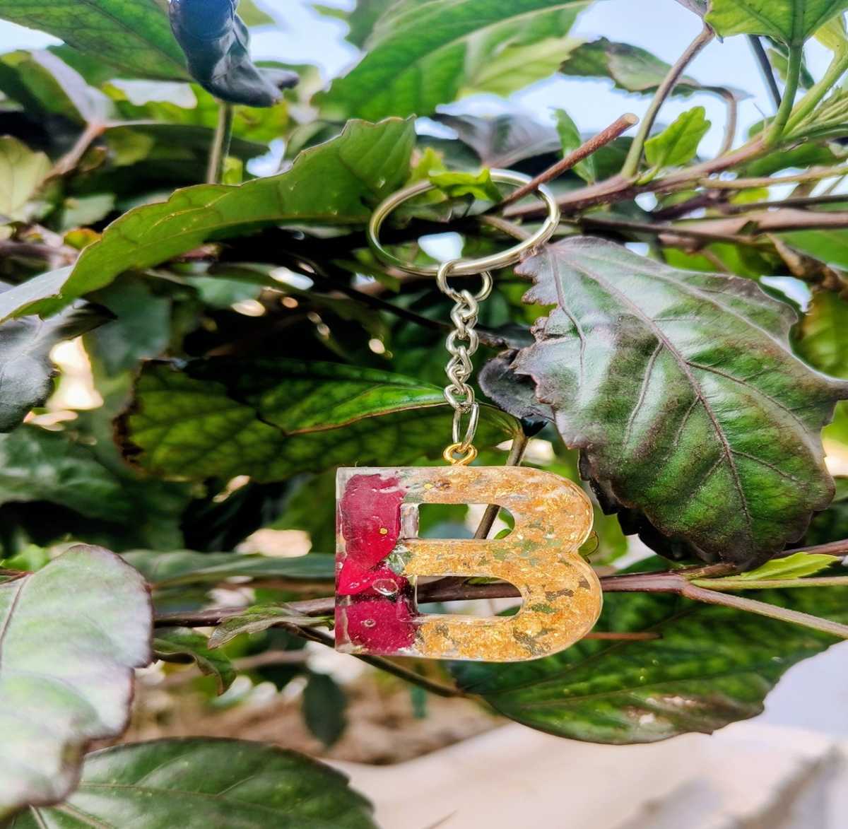 B Initial Resin Keychain