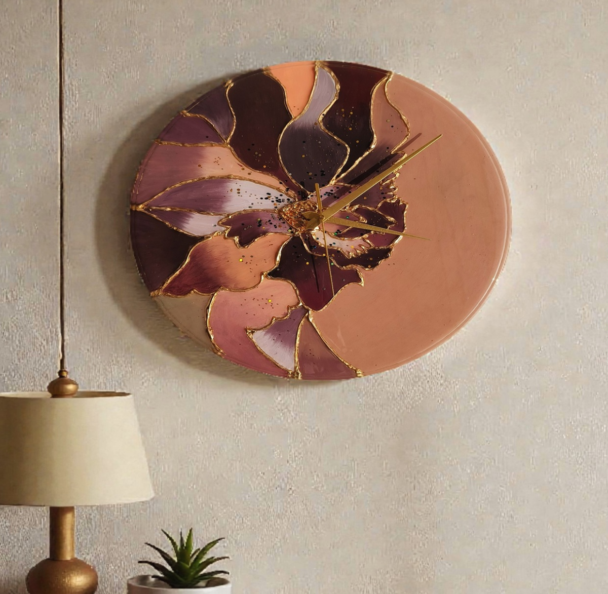 Floral Fusion Resin Wall Clock