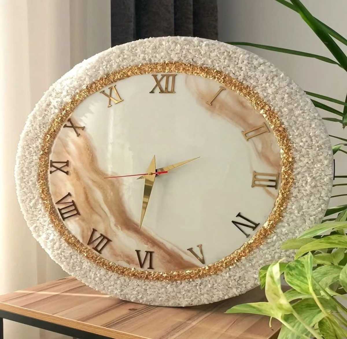 Ivory Luxe Textured Resin Wall Clock