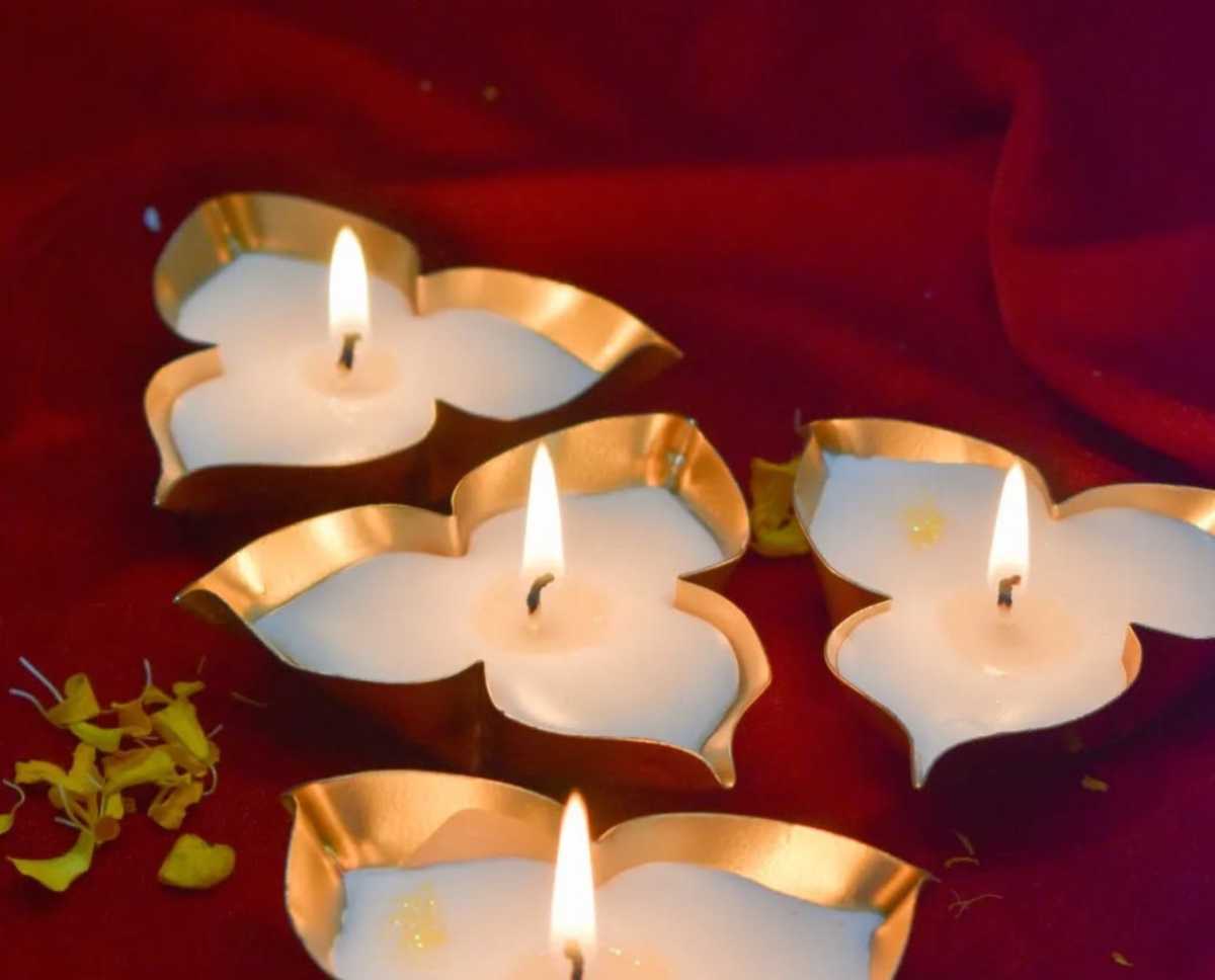 Golden Blossom Diya Candles