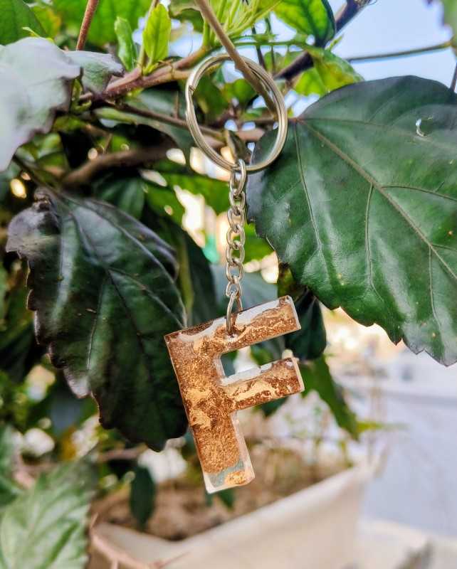 F Initial Resin Keychain: