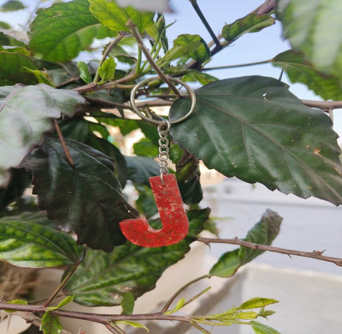 J Initial Resin Keychain