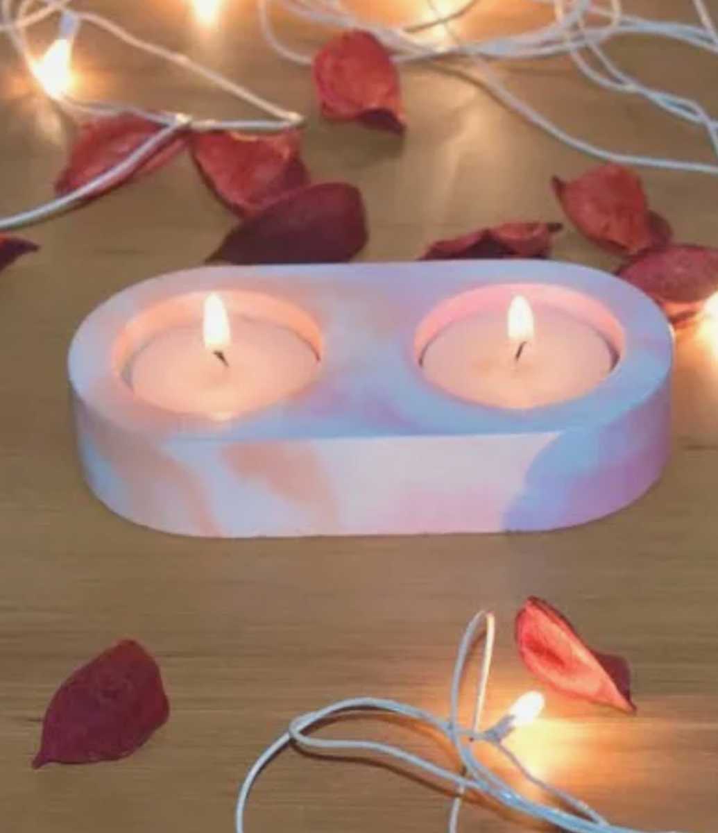 Dual Glow Concrete Tray Candle