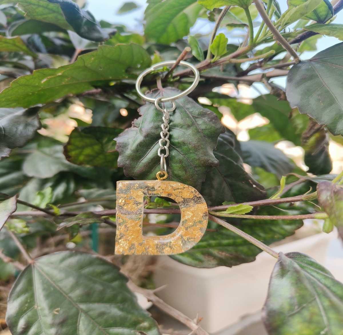 D Initial Resin Keychain